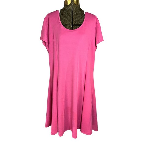 White Mark Dresses & Skirts - White Mark Top Pink Short Sleeve Fit & Flare Shirt Scoop Neck Womens Size 3XL